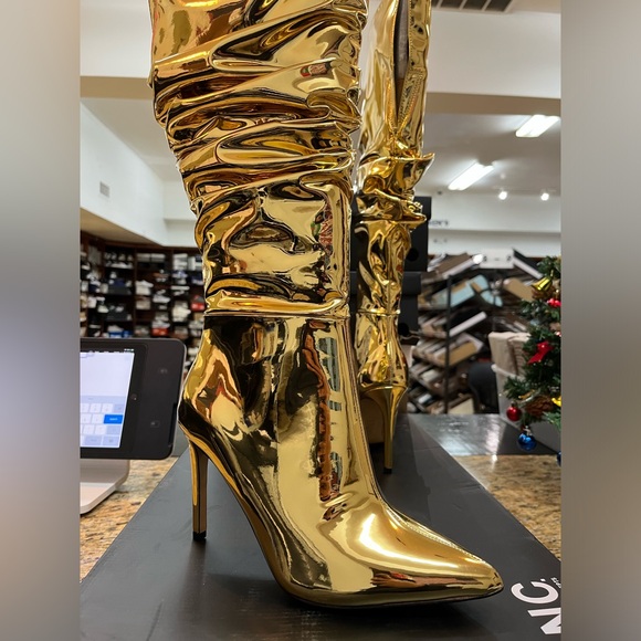 INC International Concepts Iyonna Gold Knee High Boots - Picture 2 of 7